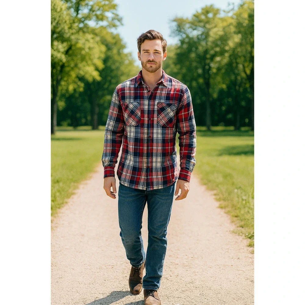 Levi's‎ Red Tab Plaid Western Classic Button-Up Preppy Long Sleeve Shirt Men XL